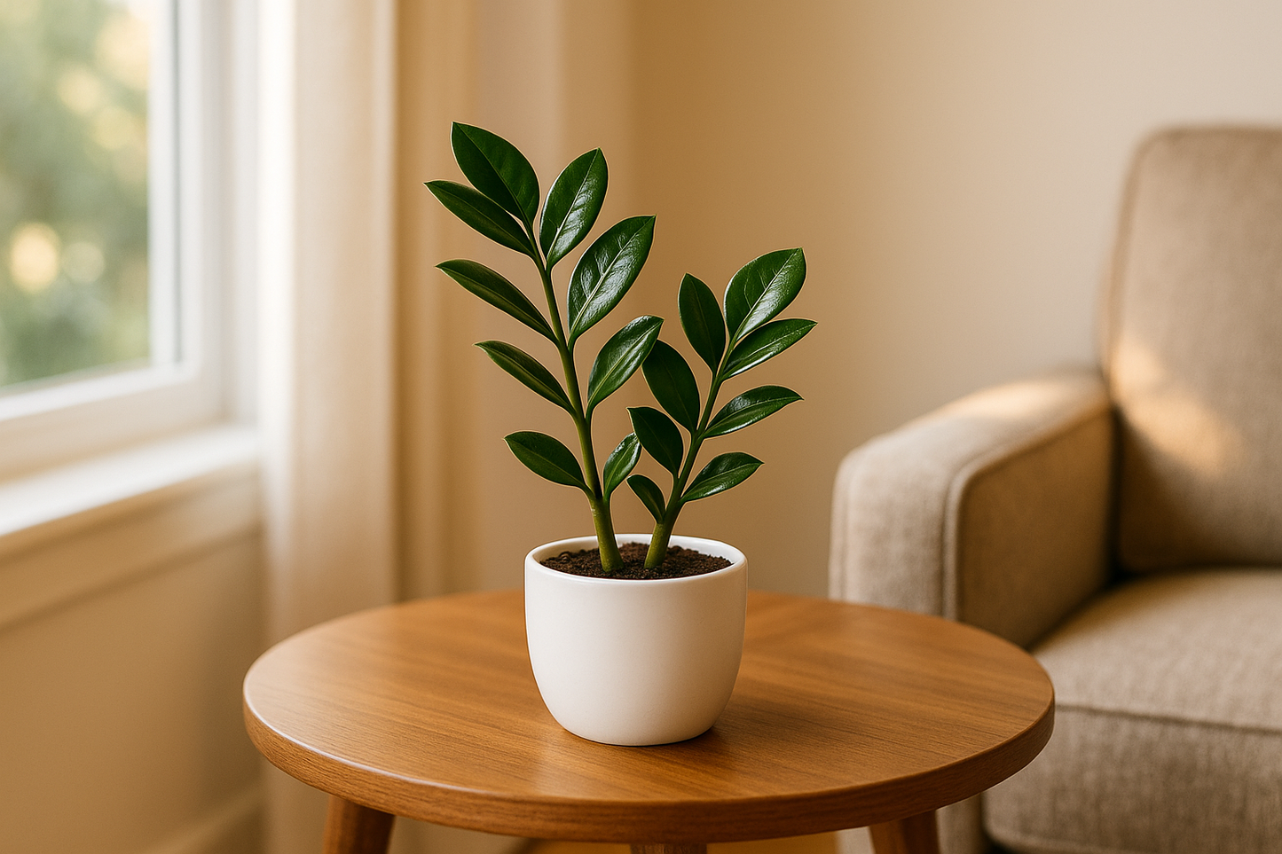 I need the green zz plant in white pot of size is 5 inches and the plant will be 5 inches keep as usal where the people keeps this plant in home you only suggest this