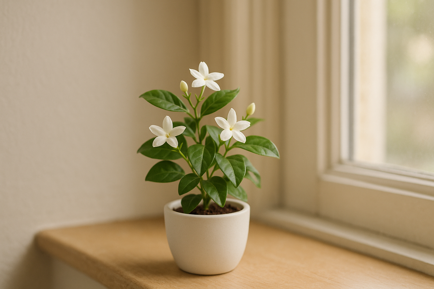 I need the Jasmine plant in white pot of size is 5 inches and the plant will be 5 inches keep the window side and indoor