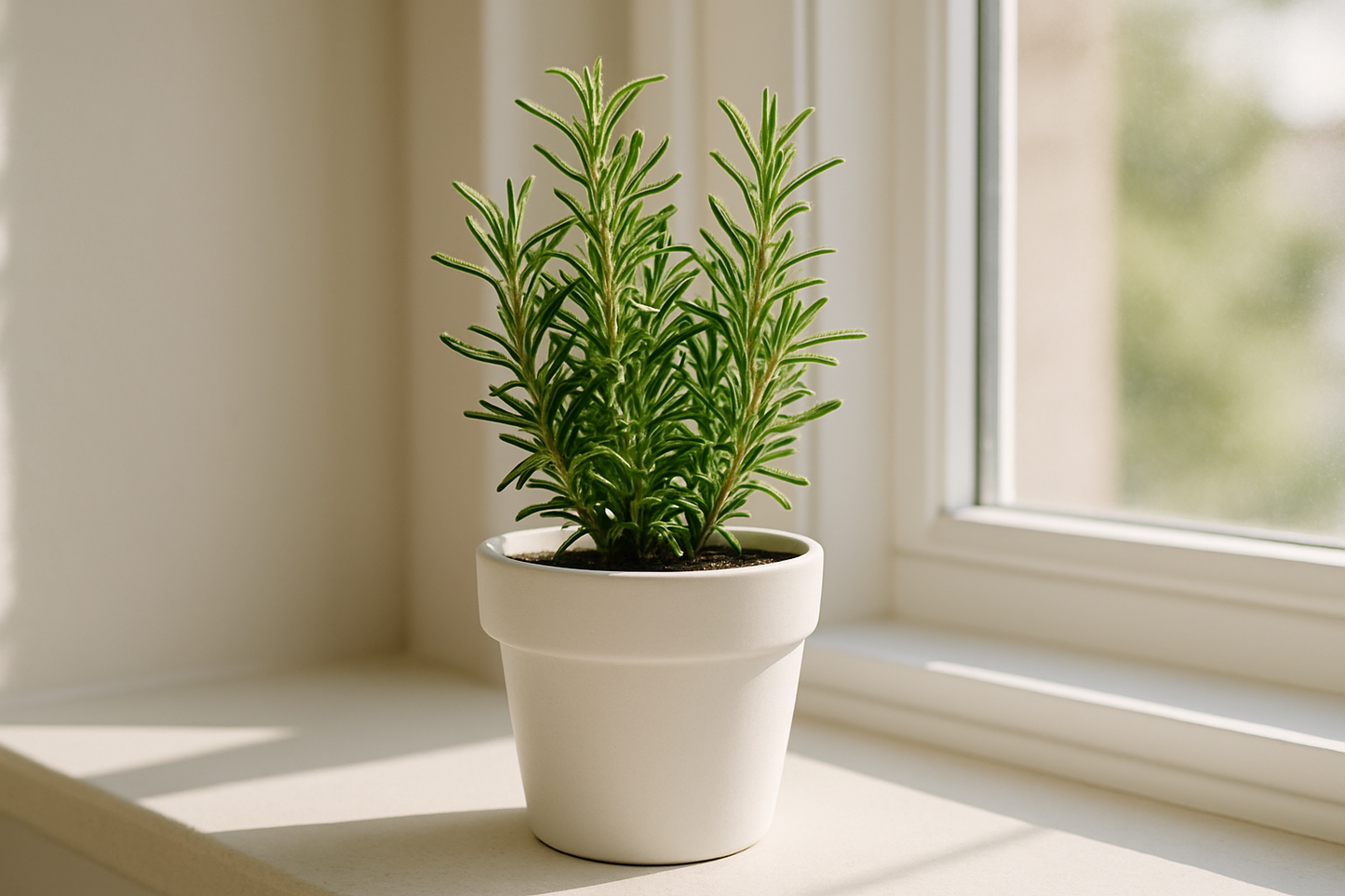 I need the Rosemary plant in white pot of size is 5 inches and the plant will be 5 inches keep the window side and indoor