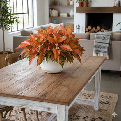Aglaonema Orange Lipstick-White Pot with Coco Peat Indoor Plant
