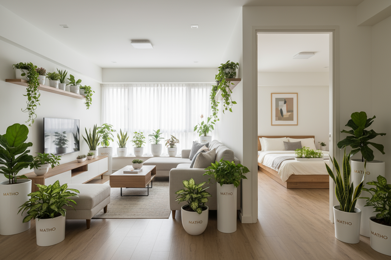 haa in this banner image keep the 2 bhk plants inhome concept add more plants inhome concentrate more on matho name 