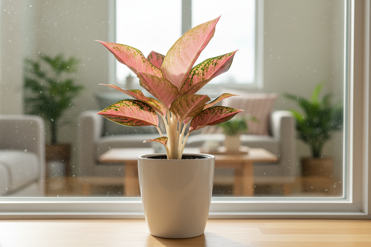 I need the agalonema pink plant in white pot of size is 5 inches and the plant will be 5 inches keep the window side and indoor