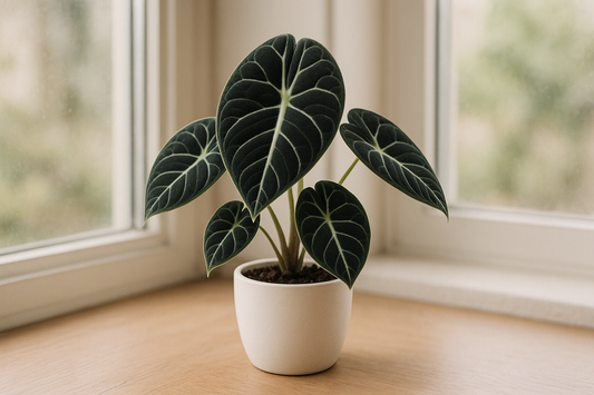 I need the Alocasia Black Velvet plant in white pot of size is 5 inches and the plant will be 5 inches keep the window side and indoor