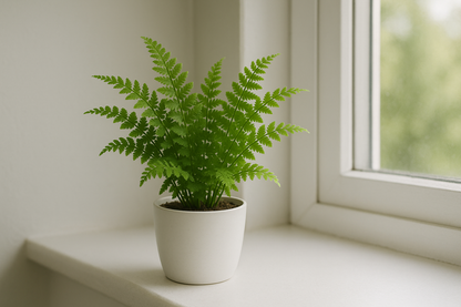 I need the fern plant in white pot of size is 5 inches and the plant will be 5 inches keep the window side and indoor