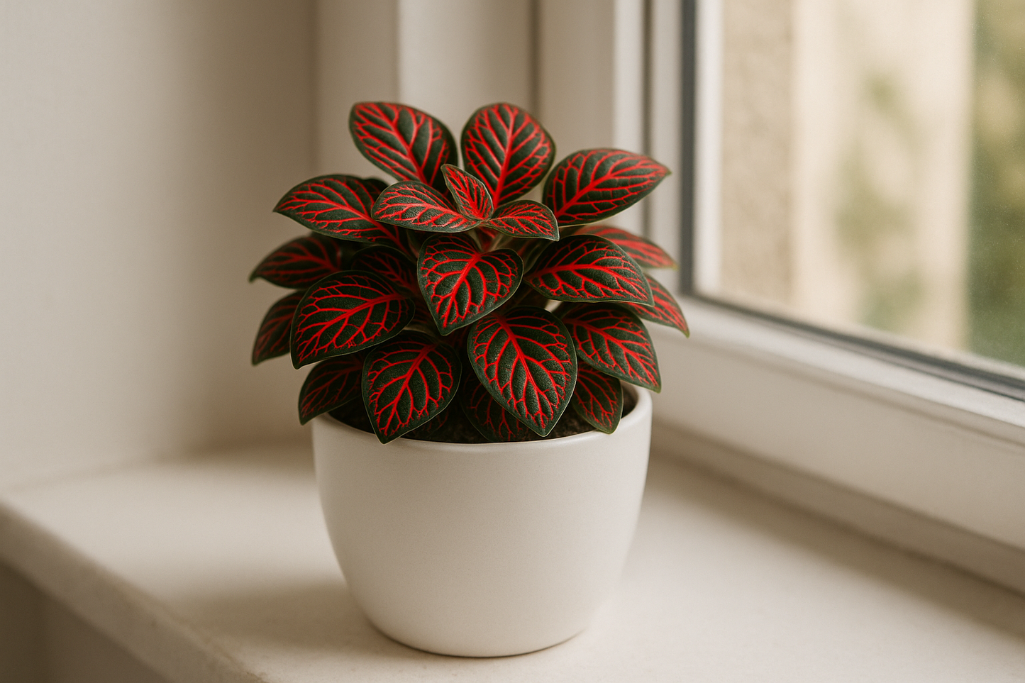 I need the fittonia red plant in white pot of size is 5 inches and the plant will be 5 inches keep the window side and indoor
